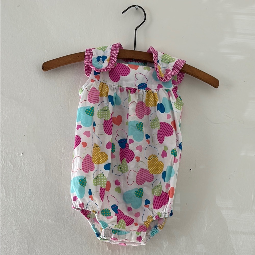 Colorful Heart Print Baby Romper